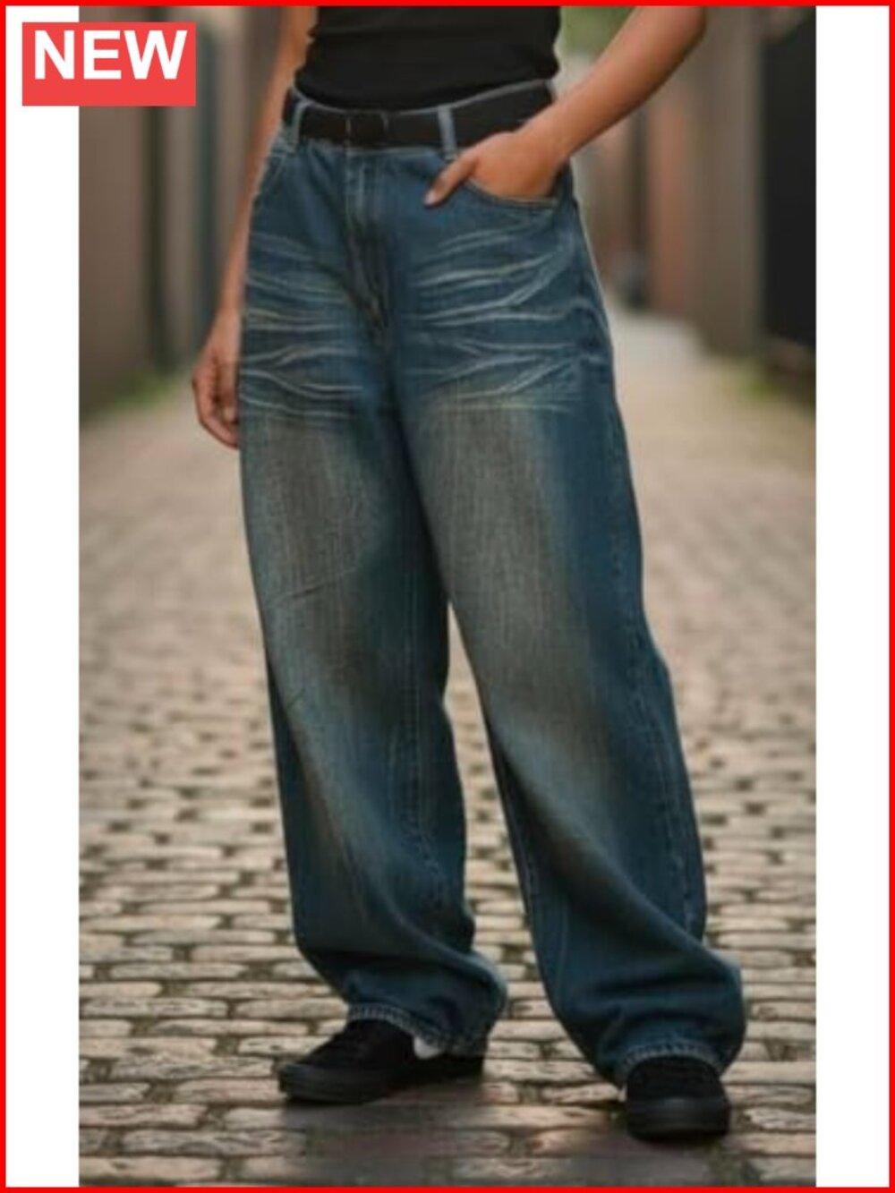 Boyfriend Hip Hop 90s Vintage Baggy Jeans Loose Denim Pants Mid Waist - Picture 5 of 5